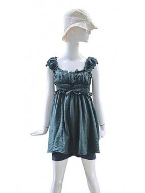 Ally Fashion Smocked Empire Waist Babydoll Top Tunic, XL  Hunter Green